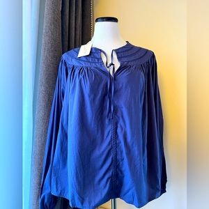 Blue Peasant Long Sleeve Blouse.